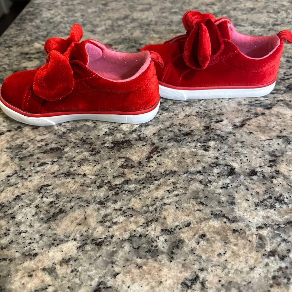 Toddler Girl Red Velvet Bow Slip On Shoes